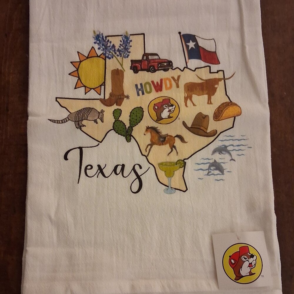 NWT Buc Ee's Collectiables - Tea Towl and Car Coasters